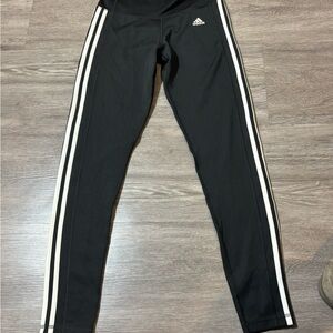 Adidas Kids Black Leggings with White Stripes